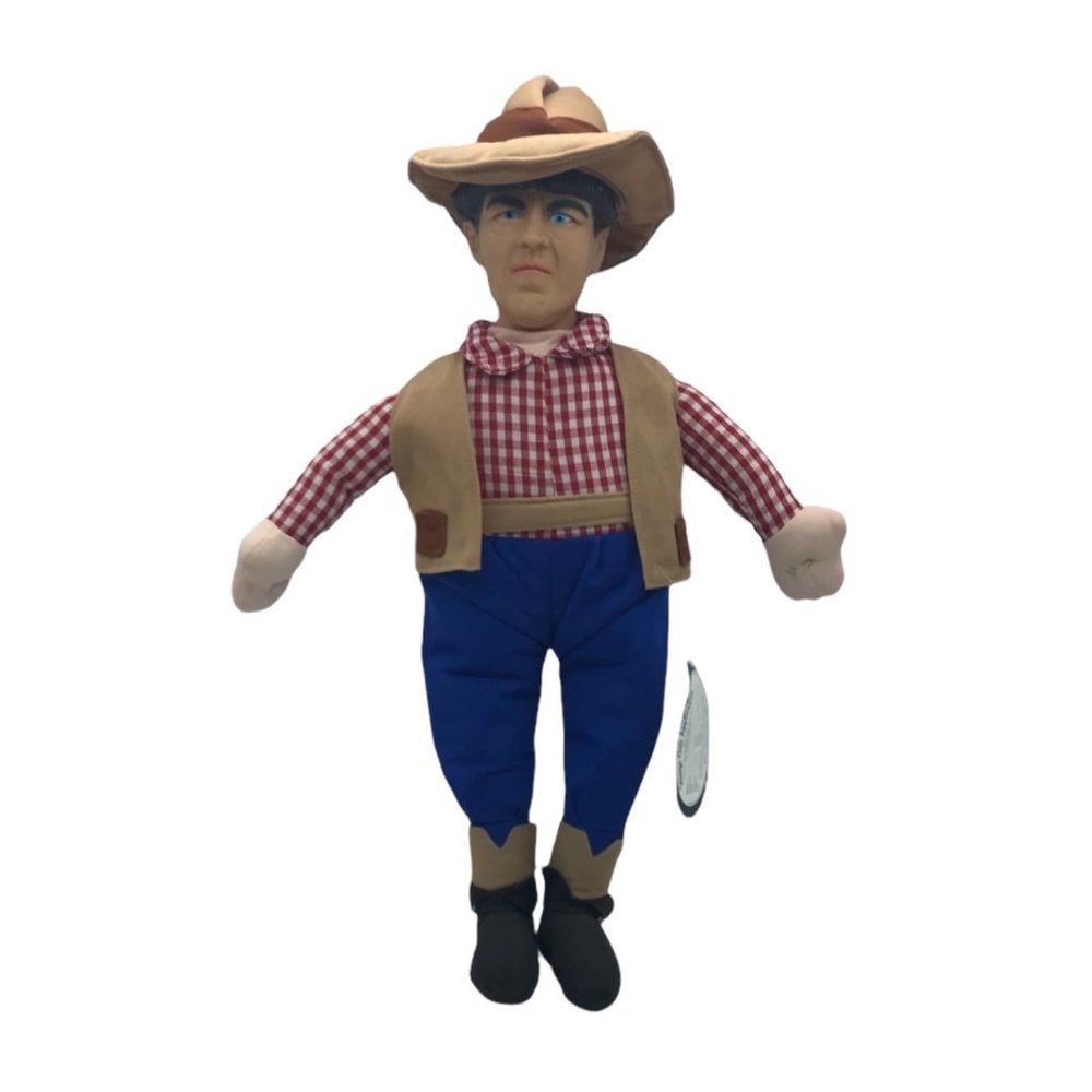 Vintage 2002 The Three Stooges Doll MOE the Rancher Has TAG Country Plaid 16"